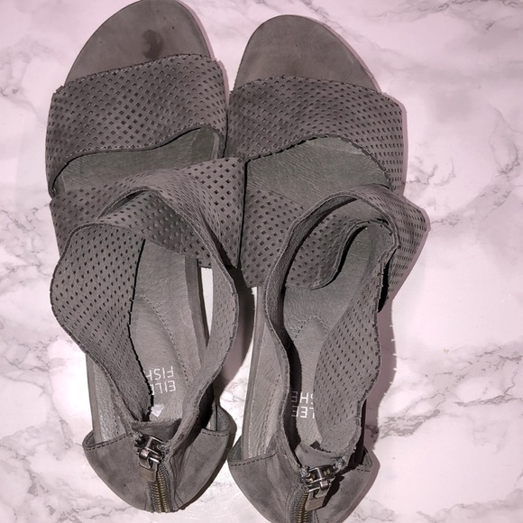 Eileen Fisher Dark Gray Perforated Sandals size 9 - Picture 7 of 7
